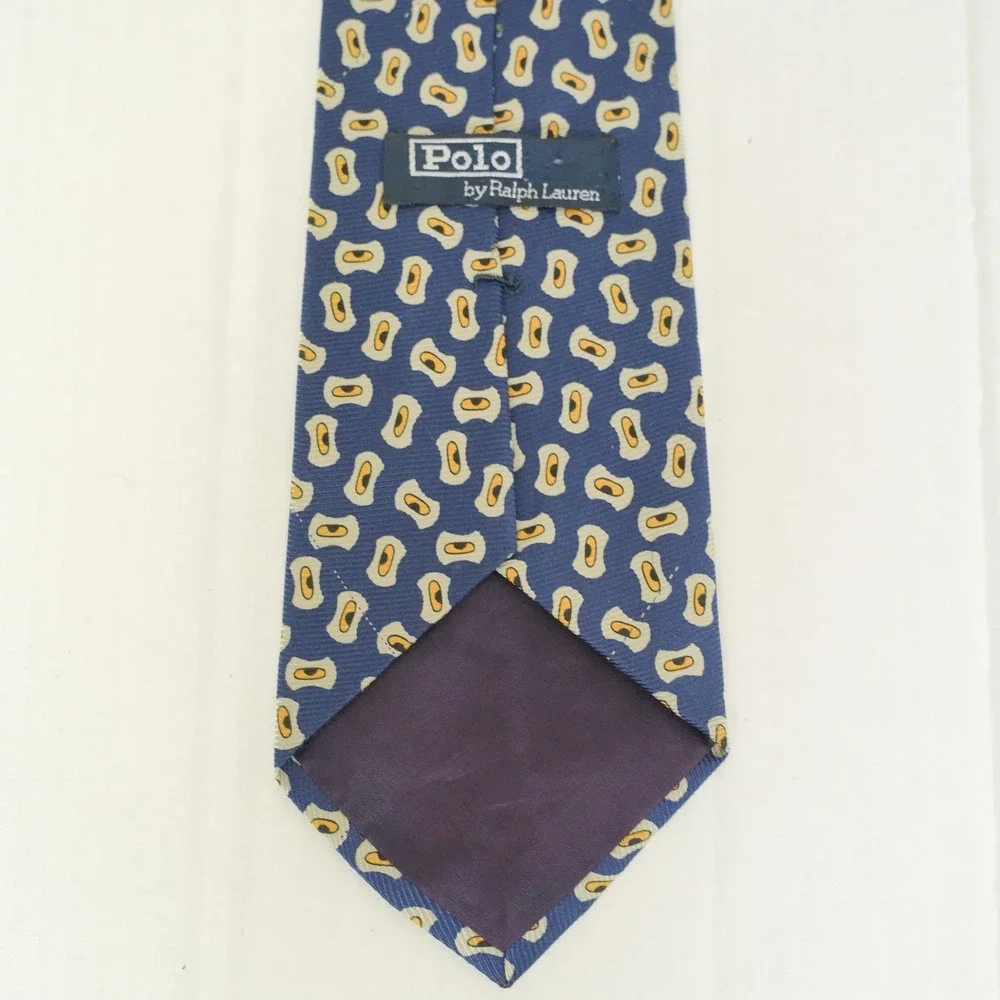 Polo Ralph Lauren Men's Tie Blue Novelty Peanut Pattern 56